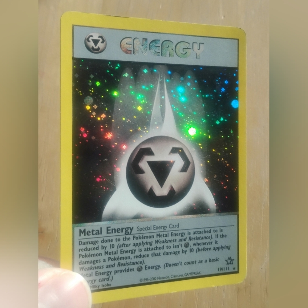 LP WOTC Holo Double Swirl Metal Energy 19/111 Neo Genesis Pokemon Card